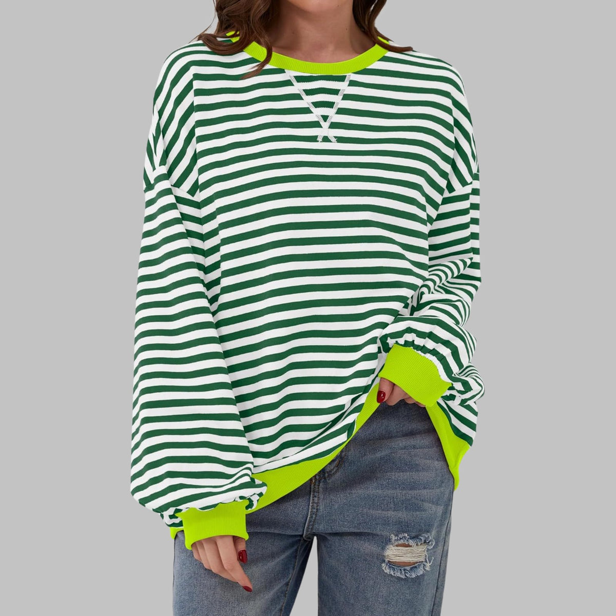 Margaret | Women's Casual Long Sleeve Striped Sweatshirt