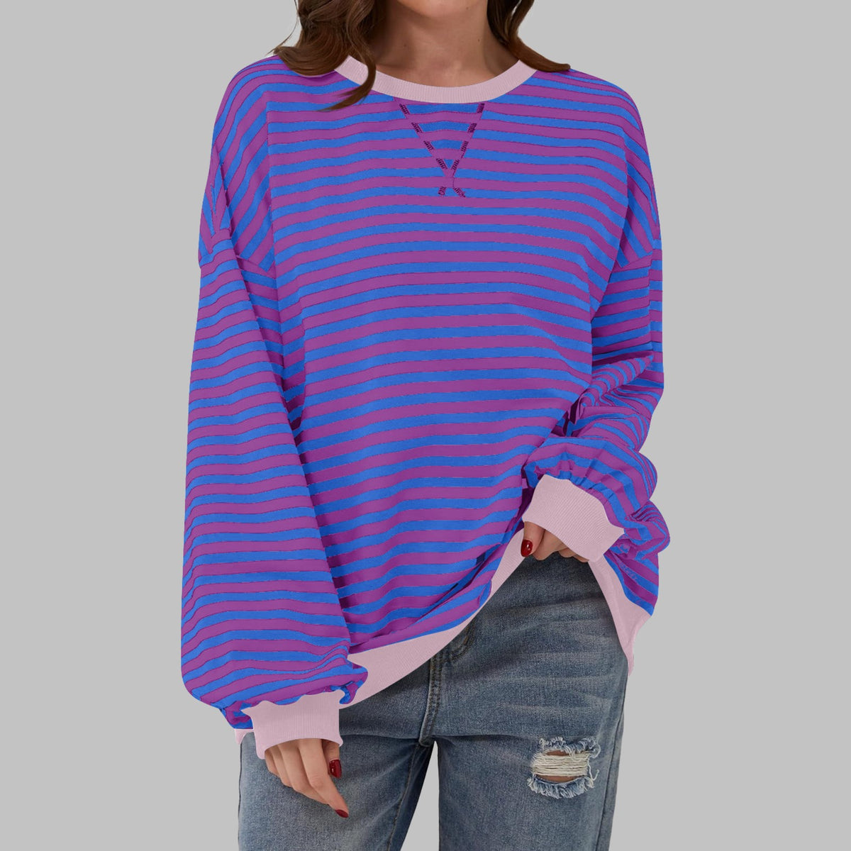Margaret | Women's Casual Long Sleeve Striped Sweatshirt