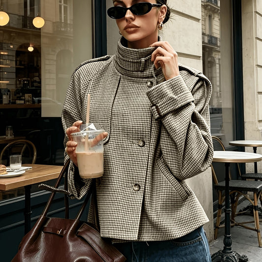 Calloway | Women's Stand-Collar Houndstooth Jacket
