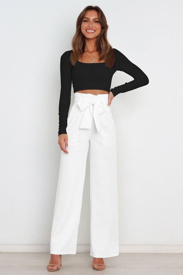 Marguerite | Matte High Waist Wide Leg Trousers for Women photo