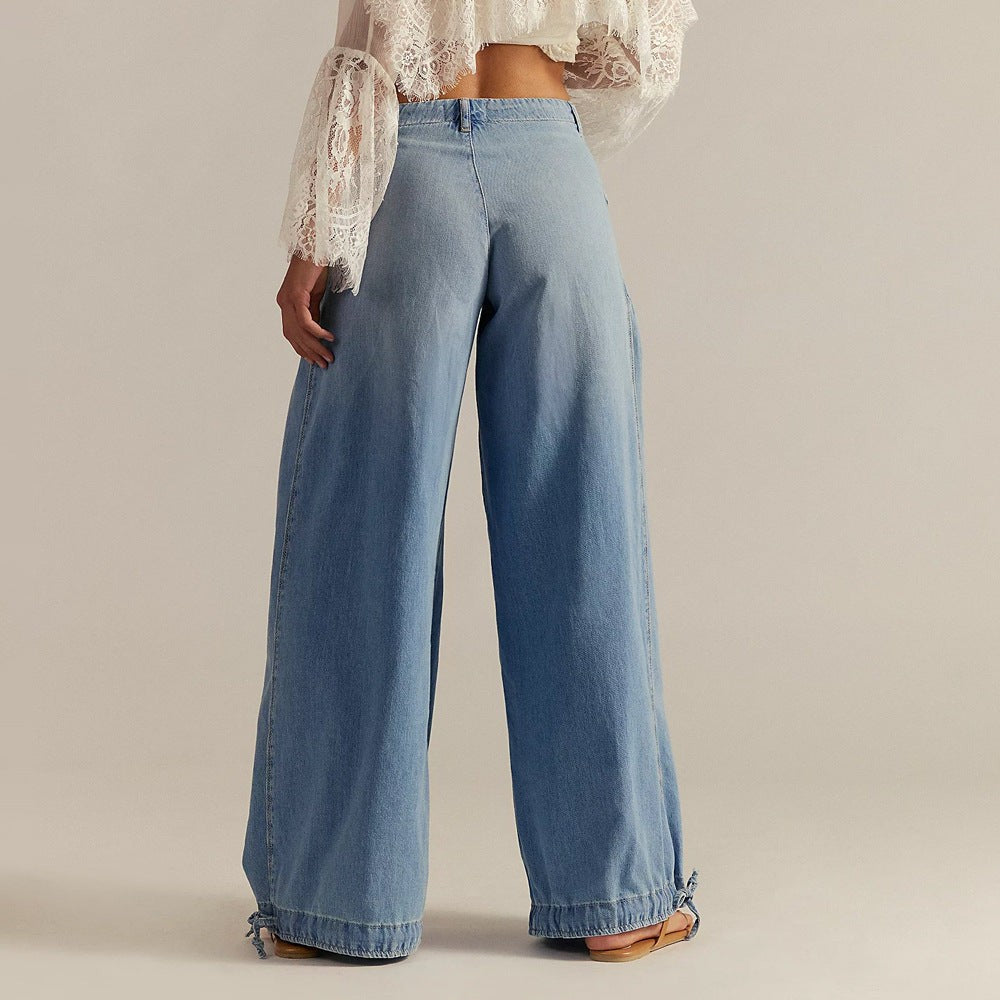Marielle | Wide Leg Jeans with Cropped Ankle and Tie Detail photo