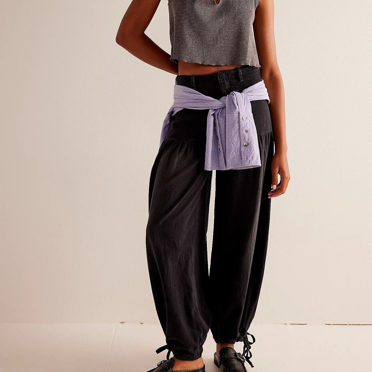 Marielle | Wide Leg Jeans with Cropped Ankle and Tie Detail photo