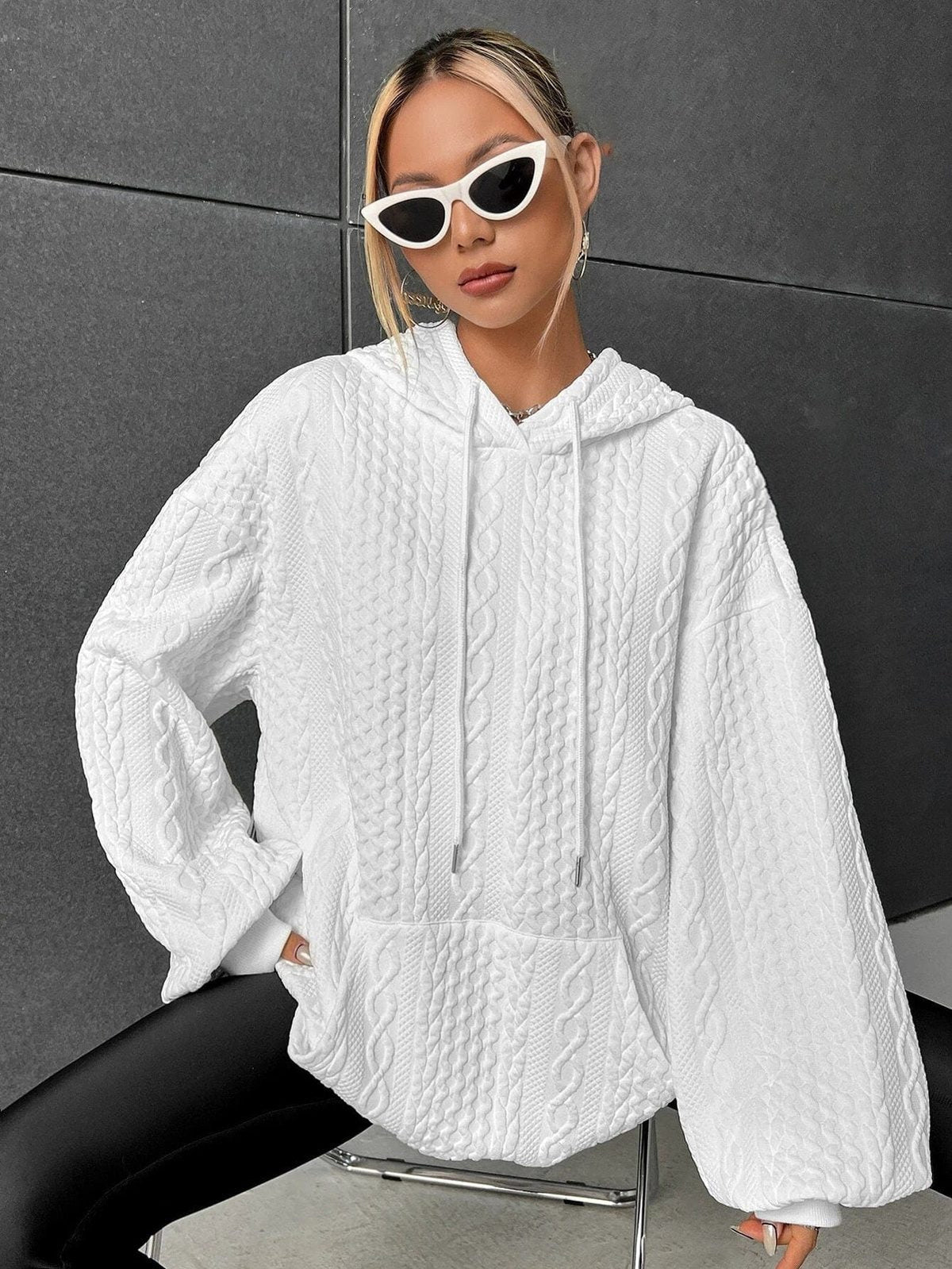 Marisela | Women's Stylish Cable Knit Hoodie photo