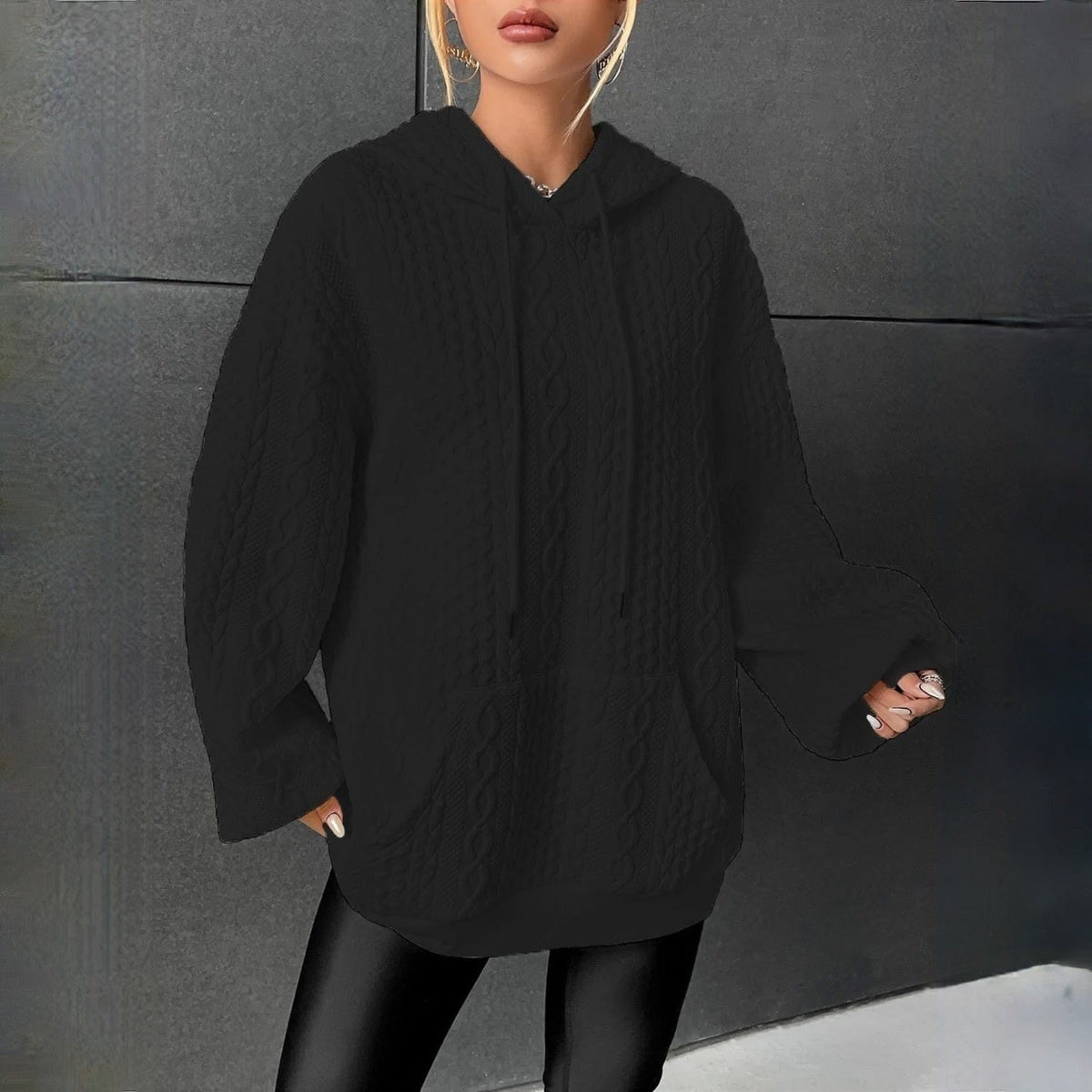 Marisela | Women's Stylish Cable Knit Hoodie photo