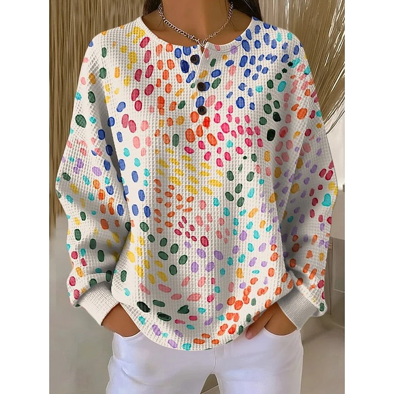Melody | Women's Button-Neck Print Sweatshirt