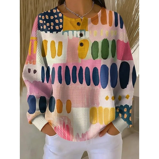 Melody | Women's Button-Neck Print Sweatshirt