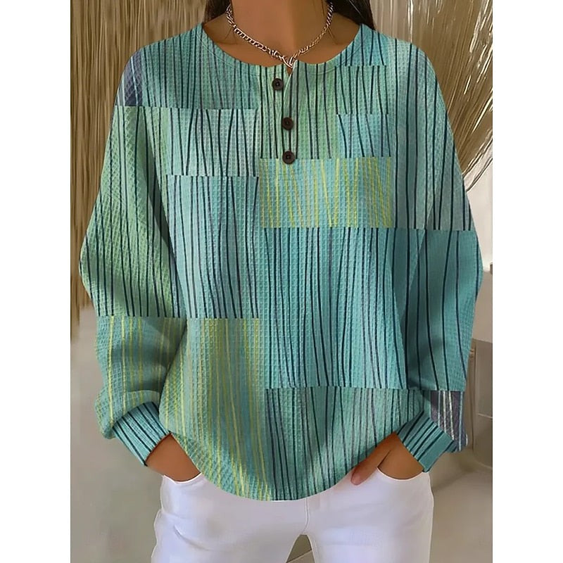 Melody | Women's Button-Neck Print Sweatshirt