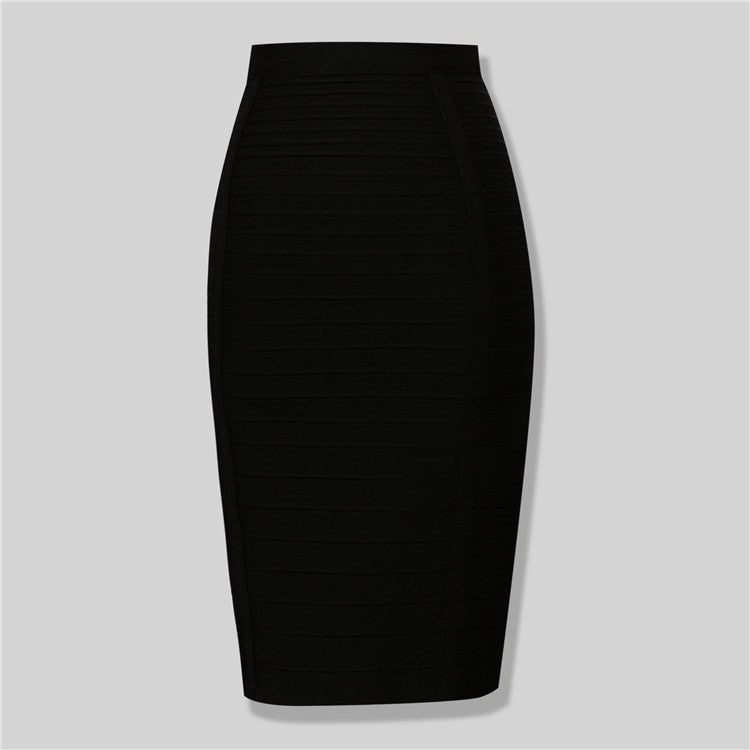 Leocardia | Midi rayon blend skirt with front zipper and rib panels