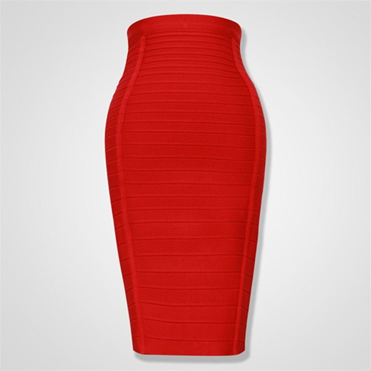 Leocardia | Midi rayon blend skirt with front zipper and rib panels