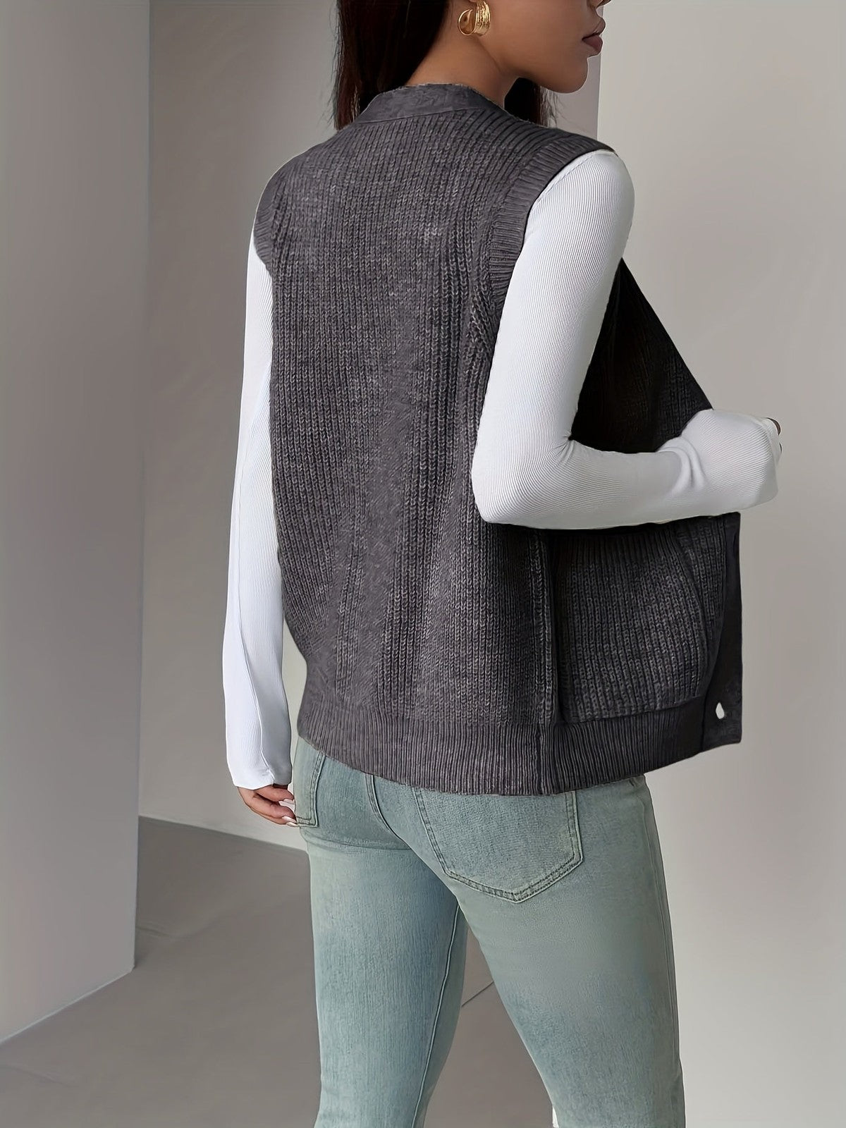 Miriam | Women's Buttoned V-Neck Knit Vest