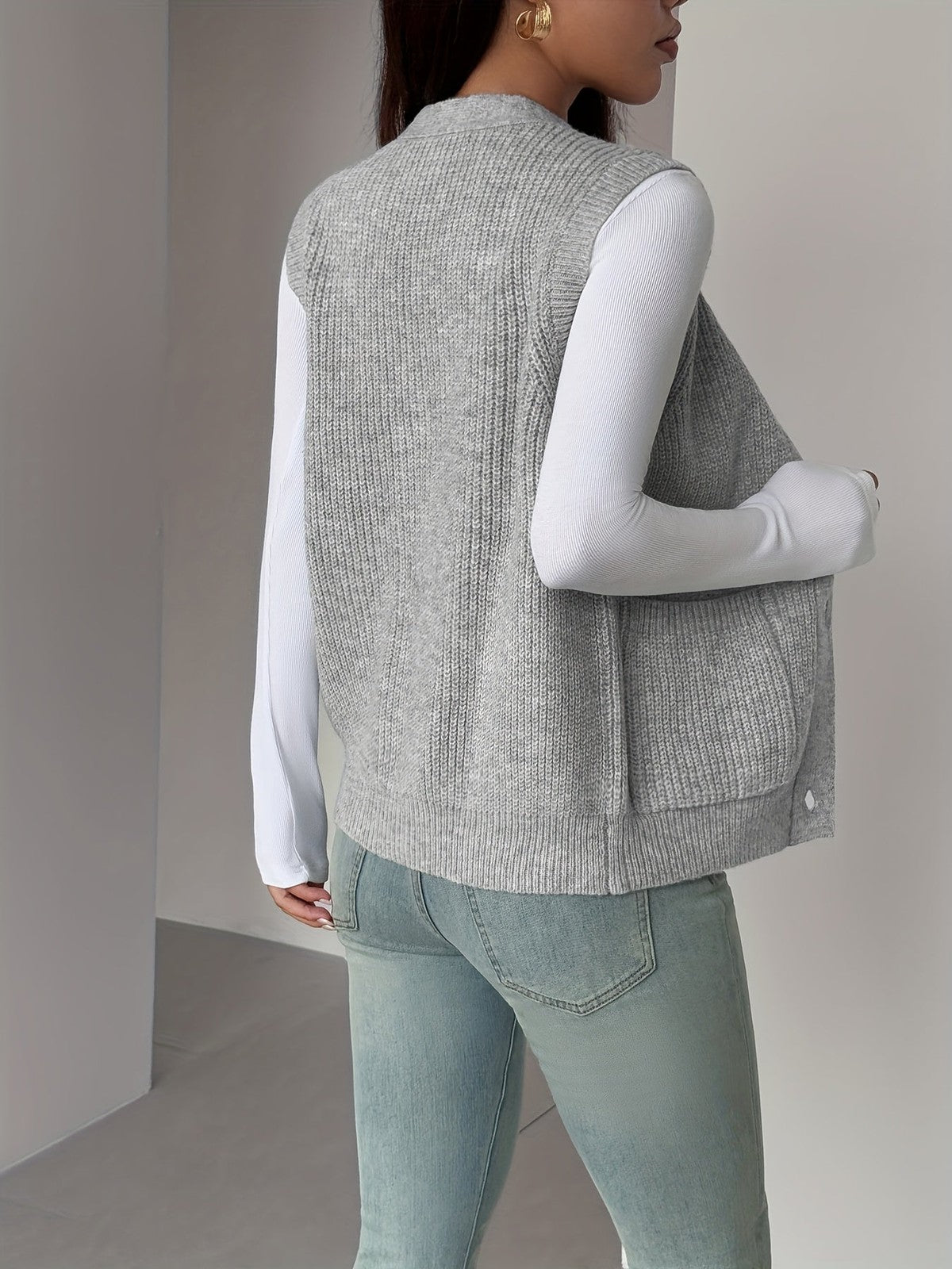 Miriam | Women's Buttoned V-Neck Knit Vest
