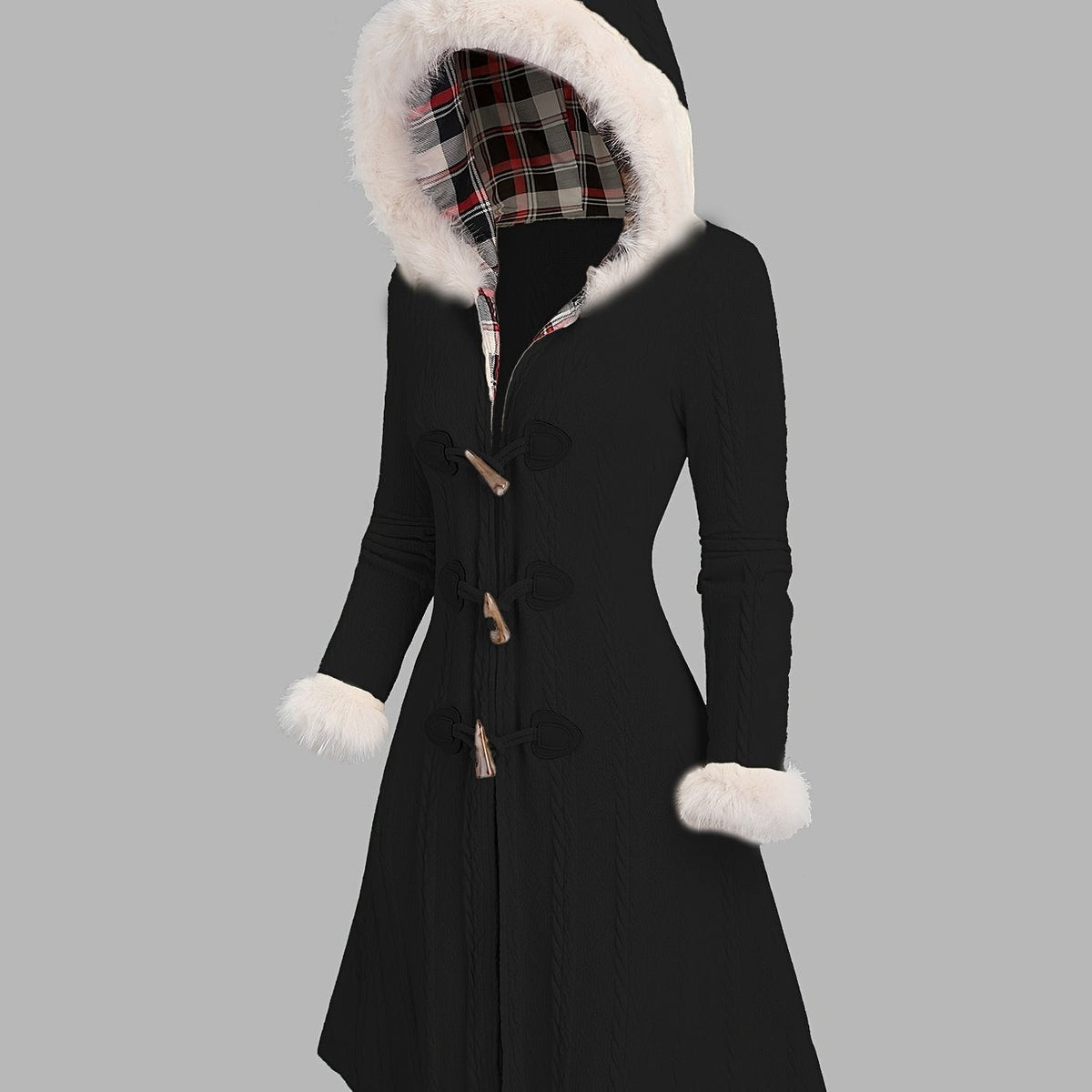 Nadia | Women's Fur-Trimmed Hooded Longline Coat