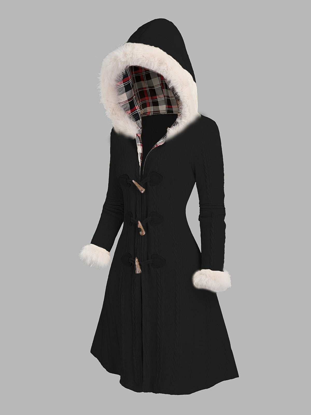 Nadia | Women's Fur-Trimmed Hooded Longline Coat