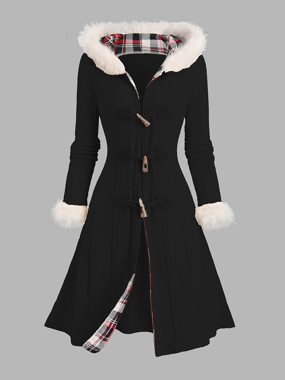 Nadia | Women's Fur-Trimmed Hooded Longline Coat