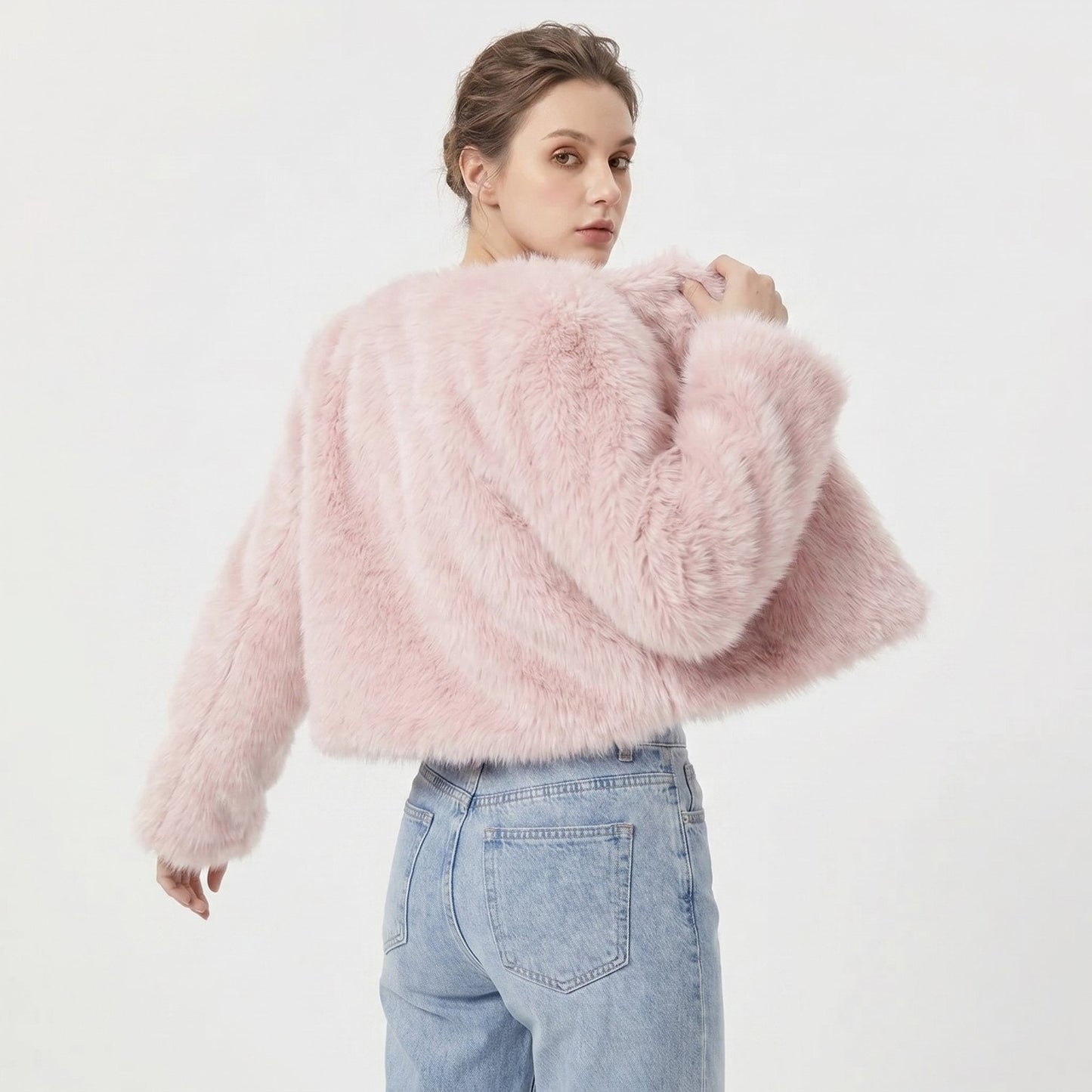Nora | Women's Fluffy Faux Fur Cropped Jacket