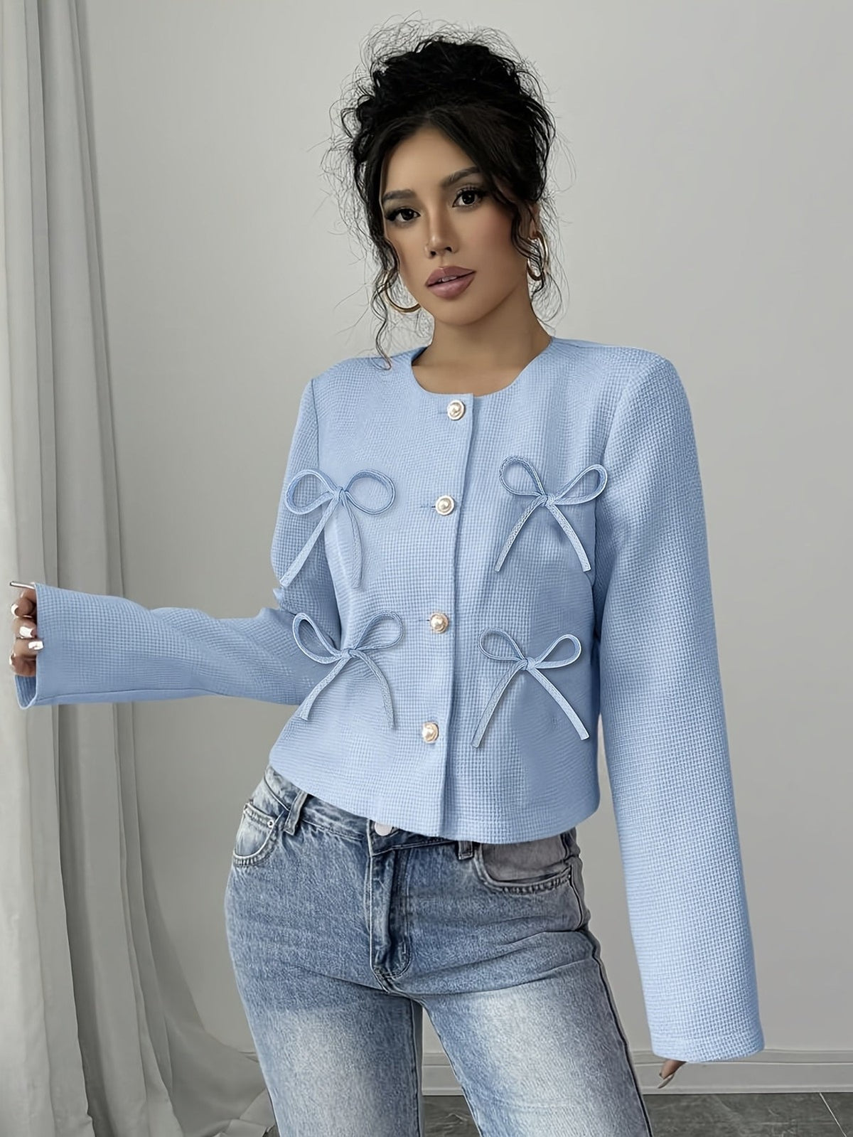 Ailish | Women's Bow-Detail Cropped Jacket