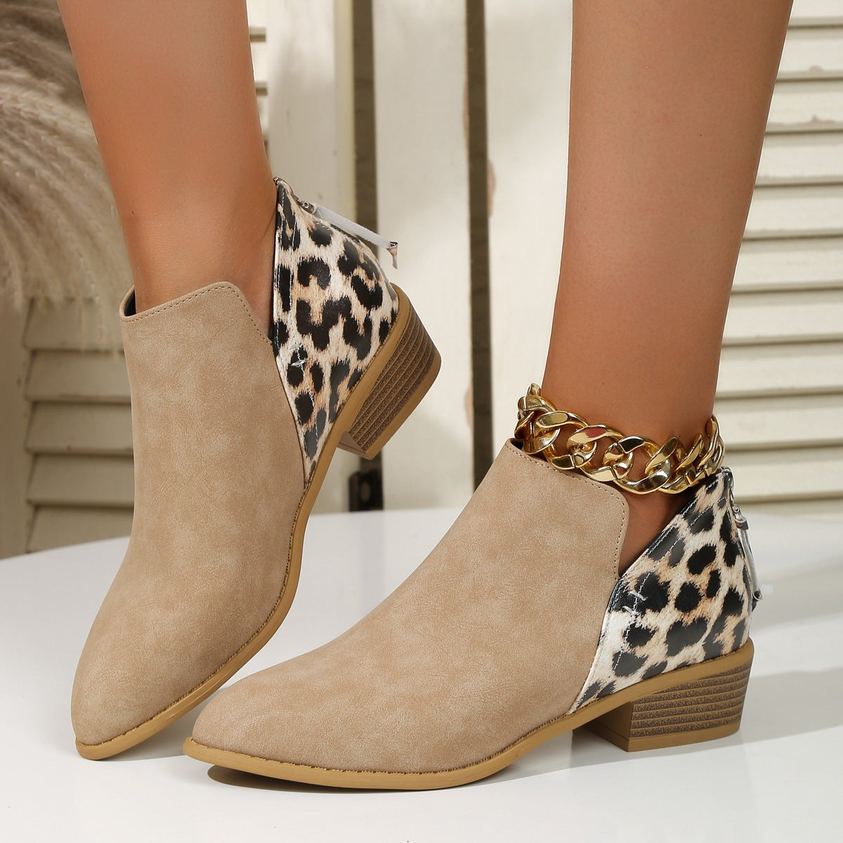 Ondine | Women's Orthopedic Casual Ankle Boots Block-Heel Zip photo