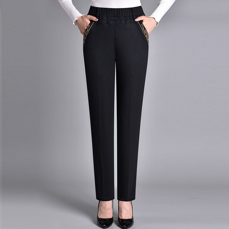Perrin | Straight Leg Jeans with Side Pockets and Elastic Waist photo