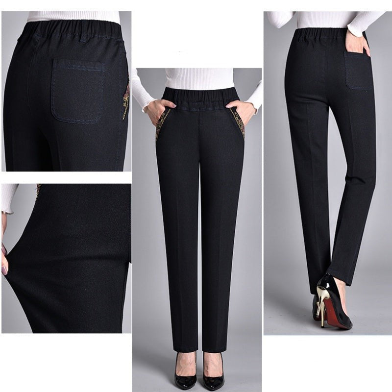 Perrin | Straight Leg Jeans with Side Pockets and Elastic Waist photo