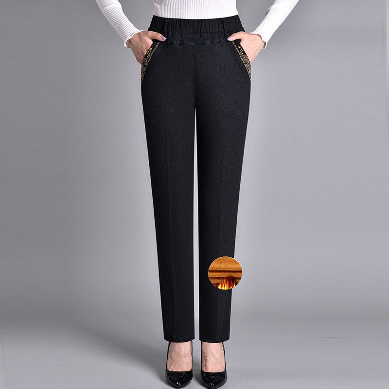 Perrin | Straight Leg Jeans with Side Pockets and Elastic Waist photo