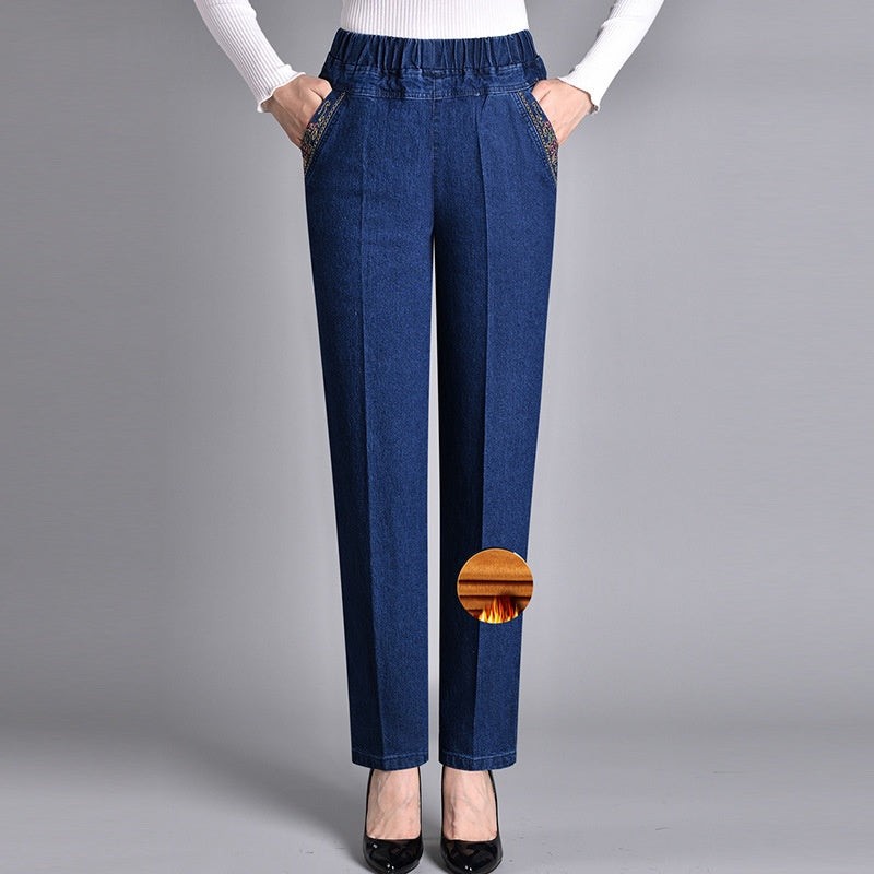 Perrin | Straight Leg Jeans with Side Pockets and Elastic Waist photo