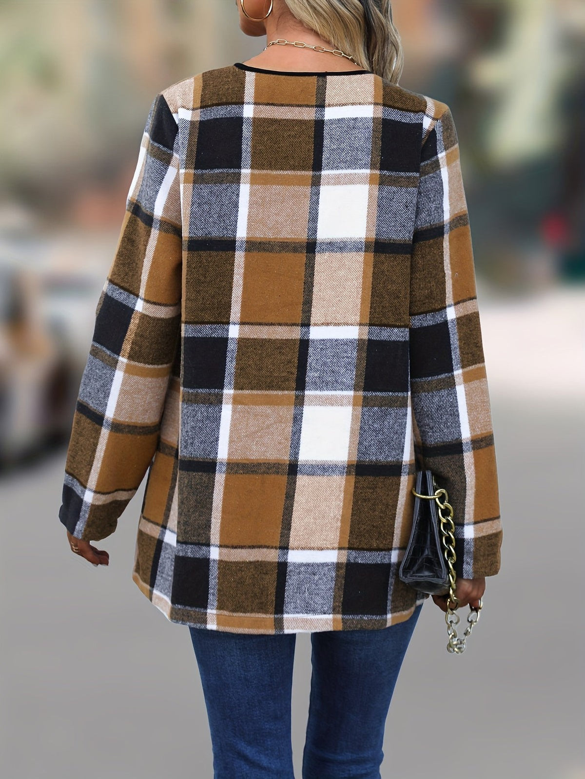 Regina | Women's Draped Plaid Jacket for Winter