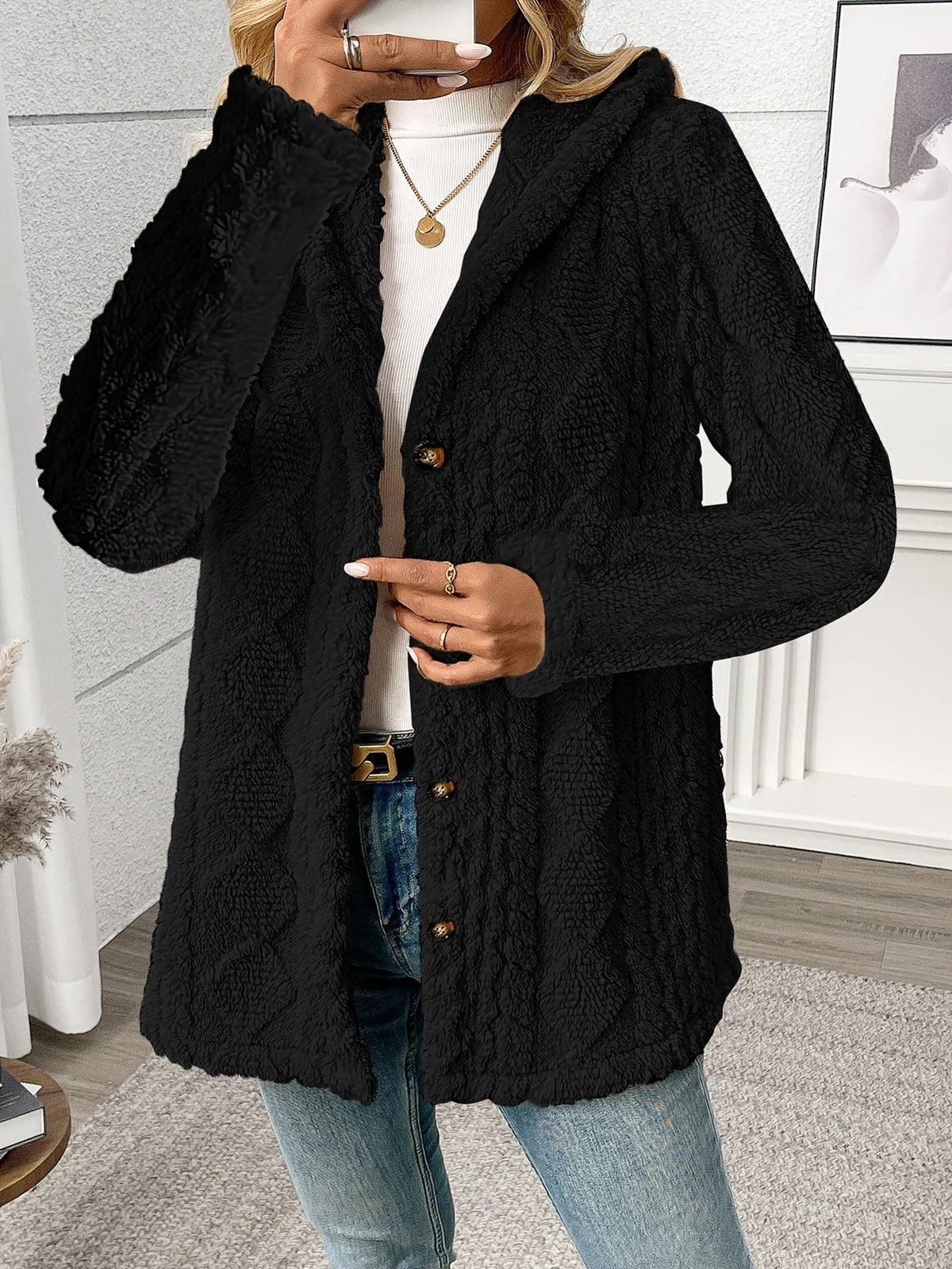 Roberta | Women's Textured Button-Front Coat
