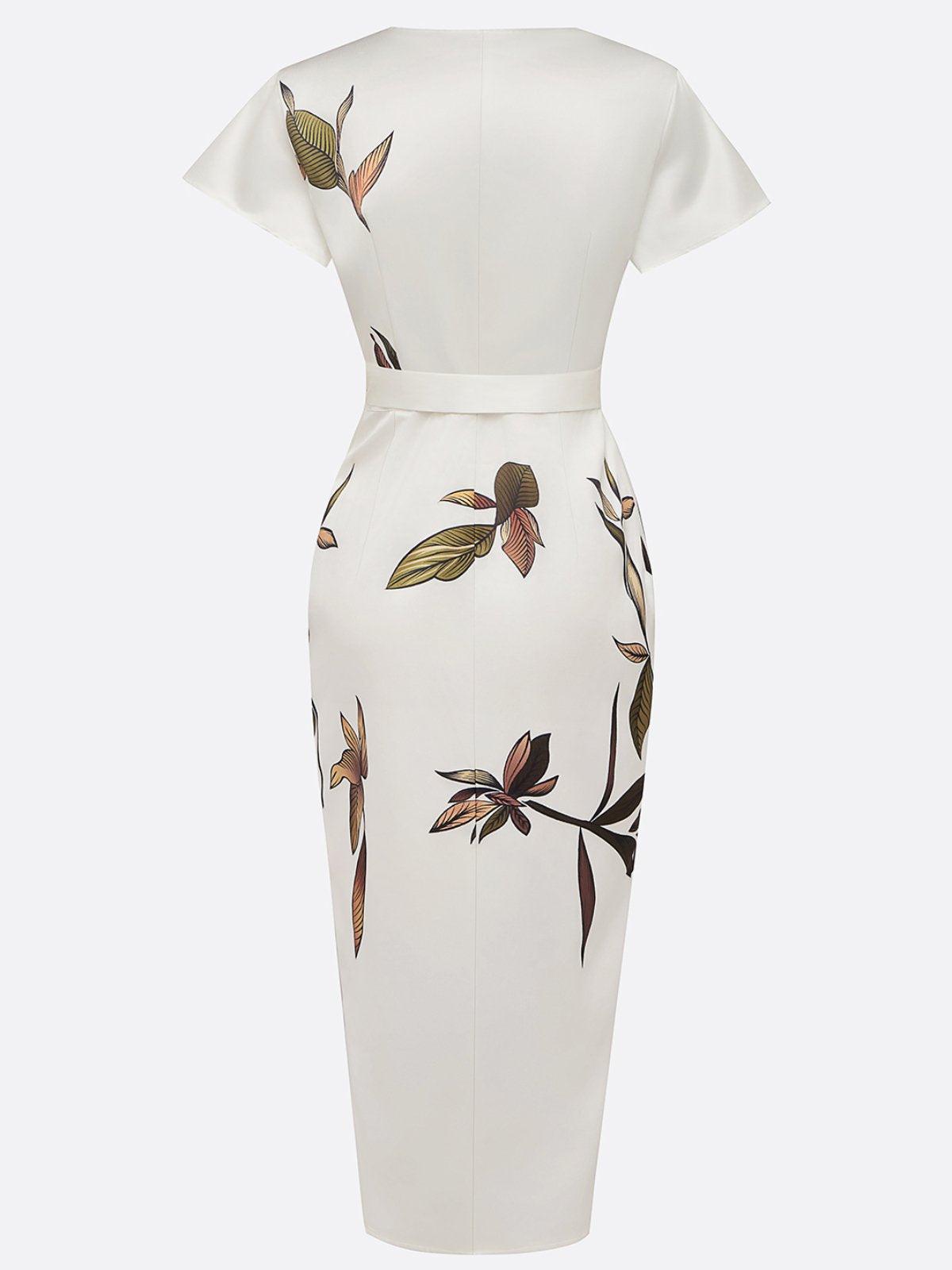 Solenya | Wedding guest wrap dress with Short Sleeves and V Neck