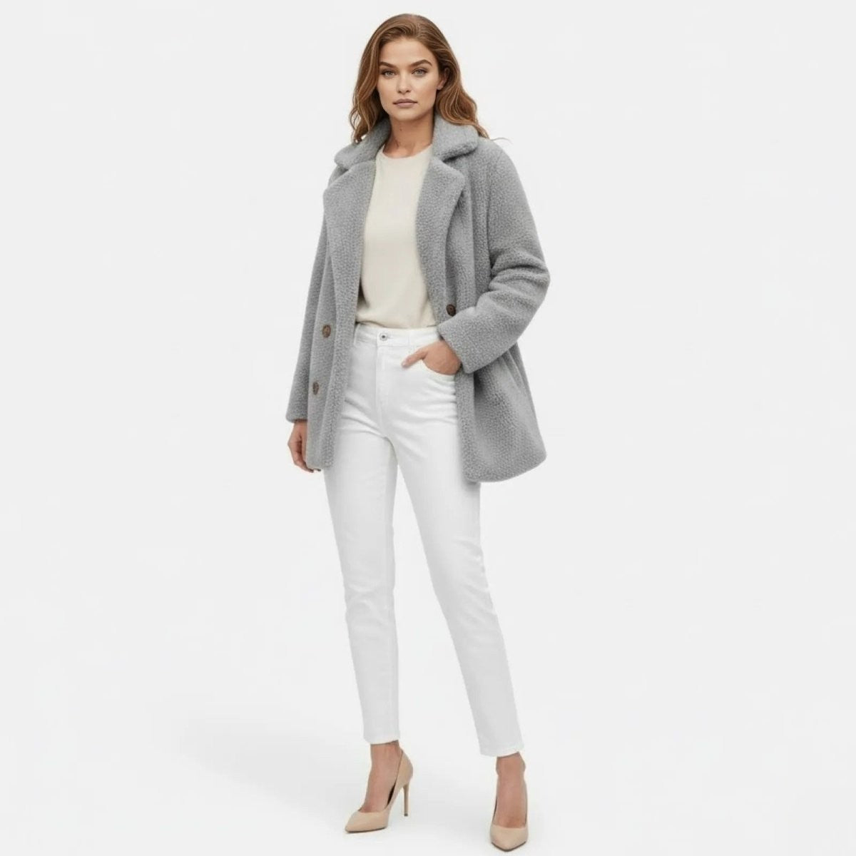 Runa | Heather Bouclé Teddy Coat photo