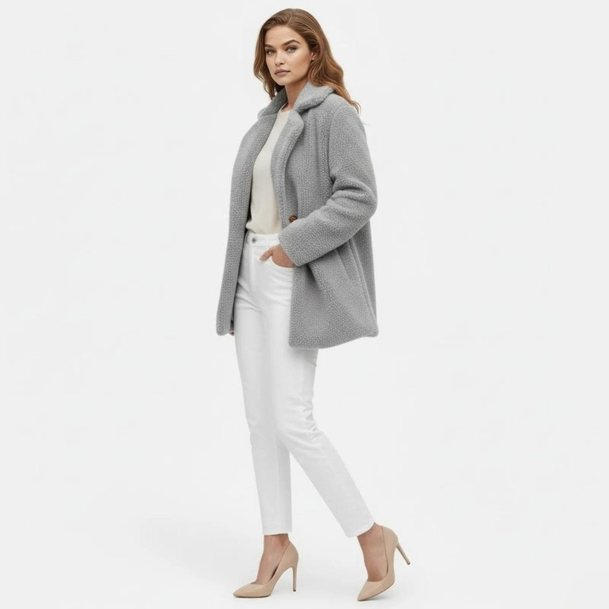 Runa | Heather Bouclé Teddy Coat photo