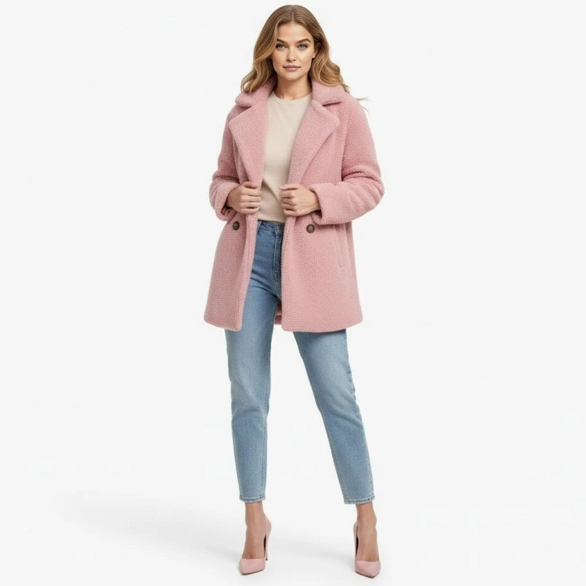 Runa | Heather Bouclé Teddy Coat photo