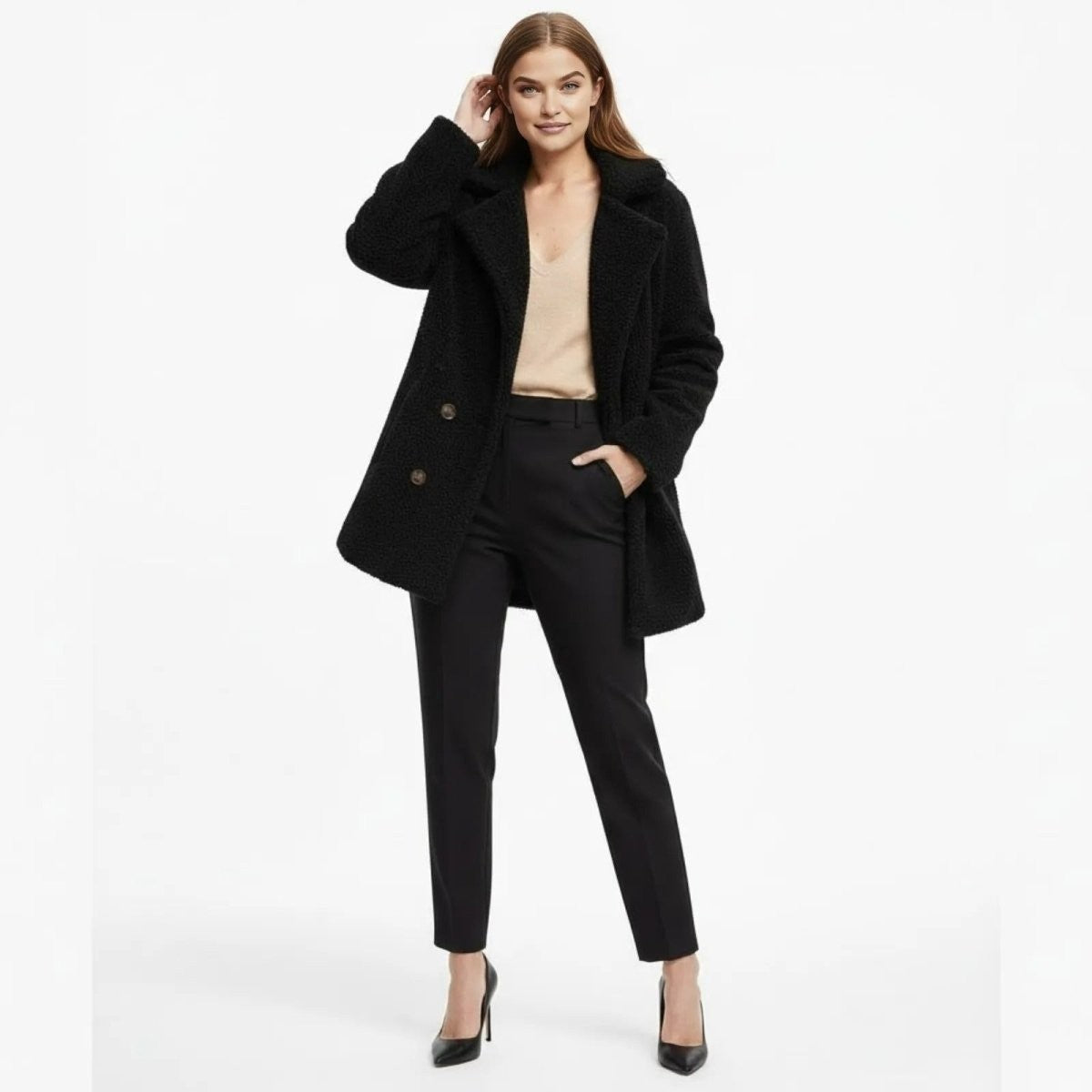Runa | Heather Bouclé Teddy Coat photo