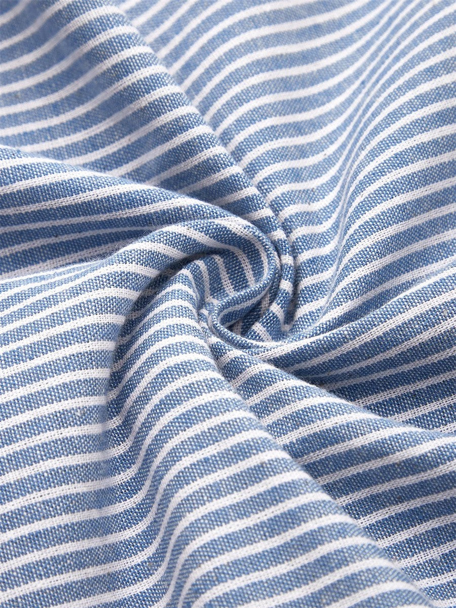 Elodie | Striped Summer Shirt Midi Dress with Pockets and Round Neck