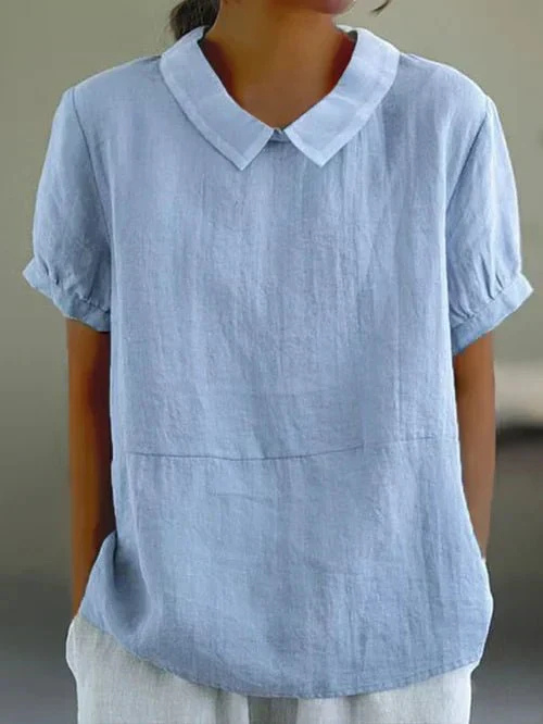 Sunniva | Casual Linen Peter Pan Collar Top
