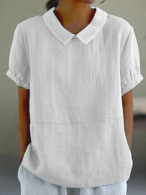 Sunniva | Casual Linen Peter Pan Collar Top