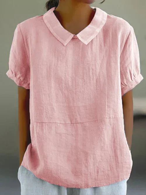 Sunniva | Casual Linen Peter Pan Collar Top