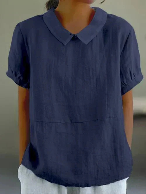 Sunniva | Casual Linen Peter Pan Collar Top