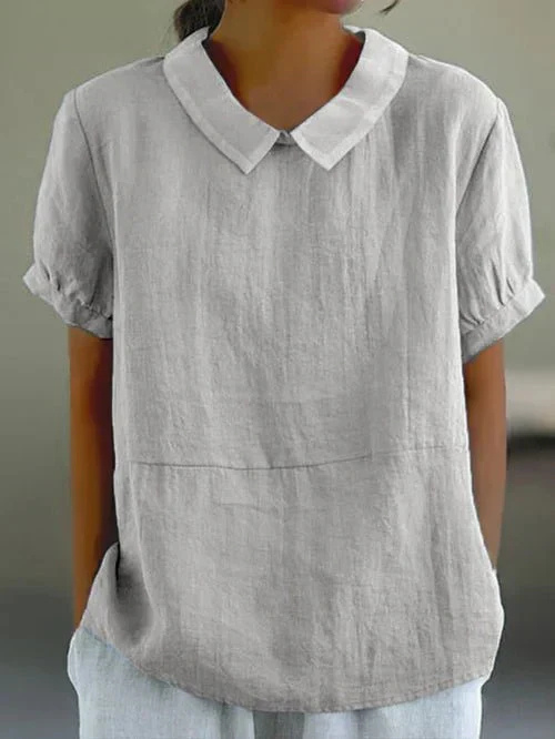 Sunniva | Casual Linen Peter Pan Collar Top