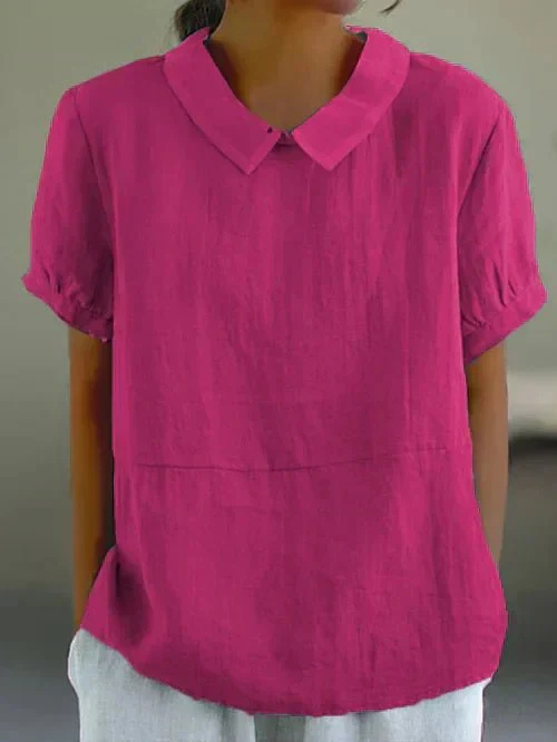 Sunniva | Casual Linen Peter Pan Collar Top