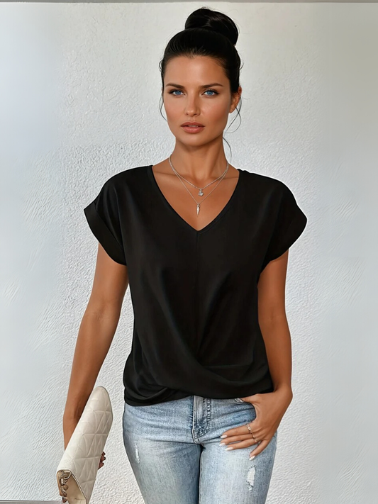 Solveig | Satin Twist-Front V-Neck Top