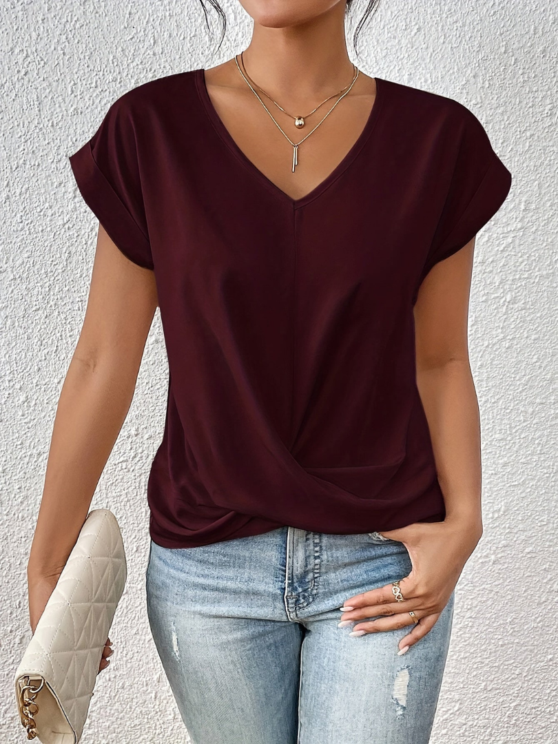 Solveig | Satin Twist-Front V-Neck Top
