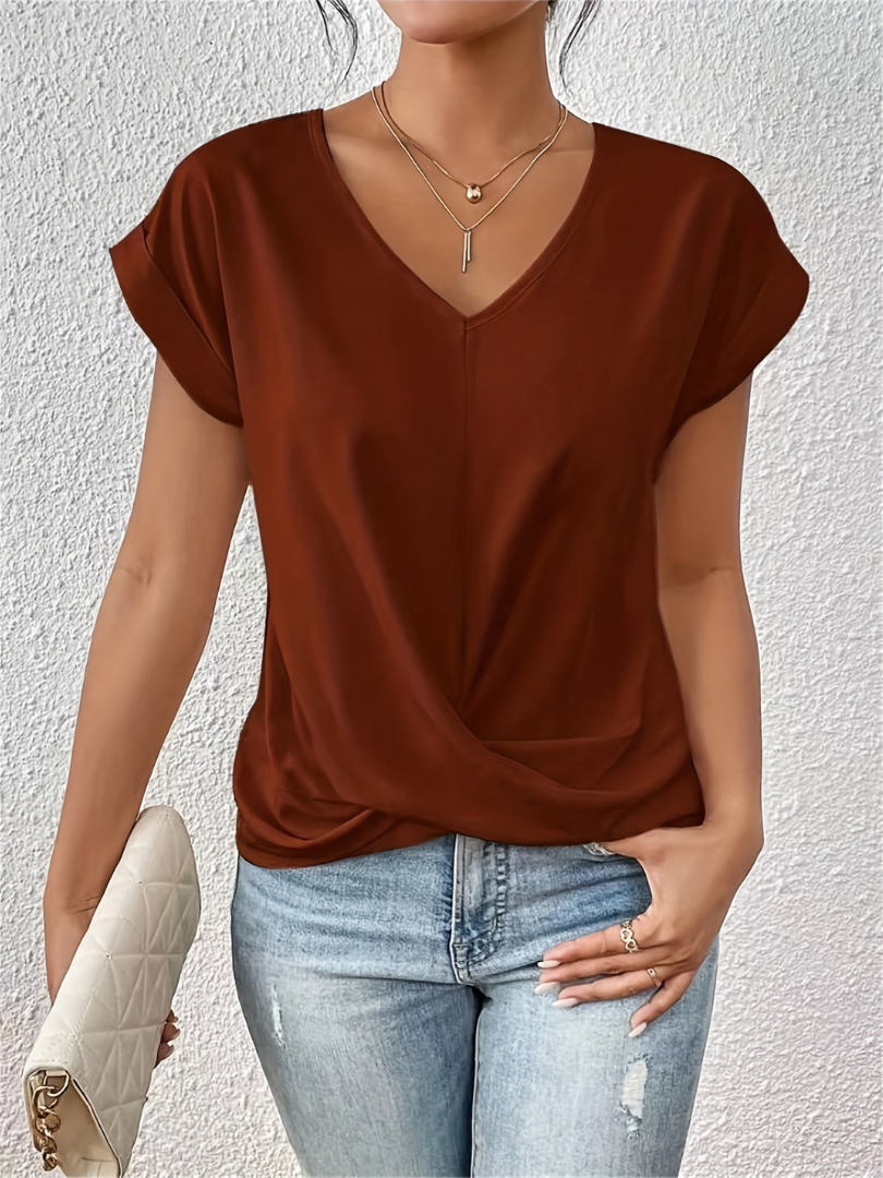 Solveig | Satin Twist-Front V-Neck Top