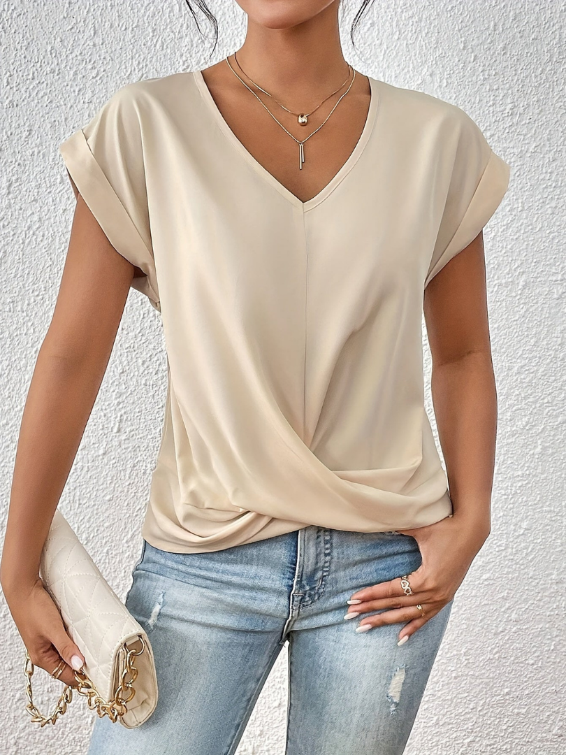 Solveig | Satin Twist-Front V-Neck Top