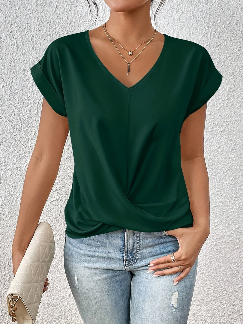 Solveig | Satin Twist-Front V-Neck Top