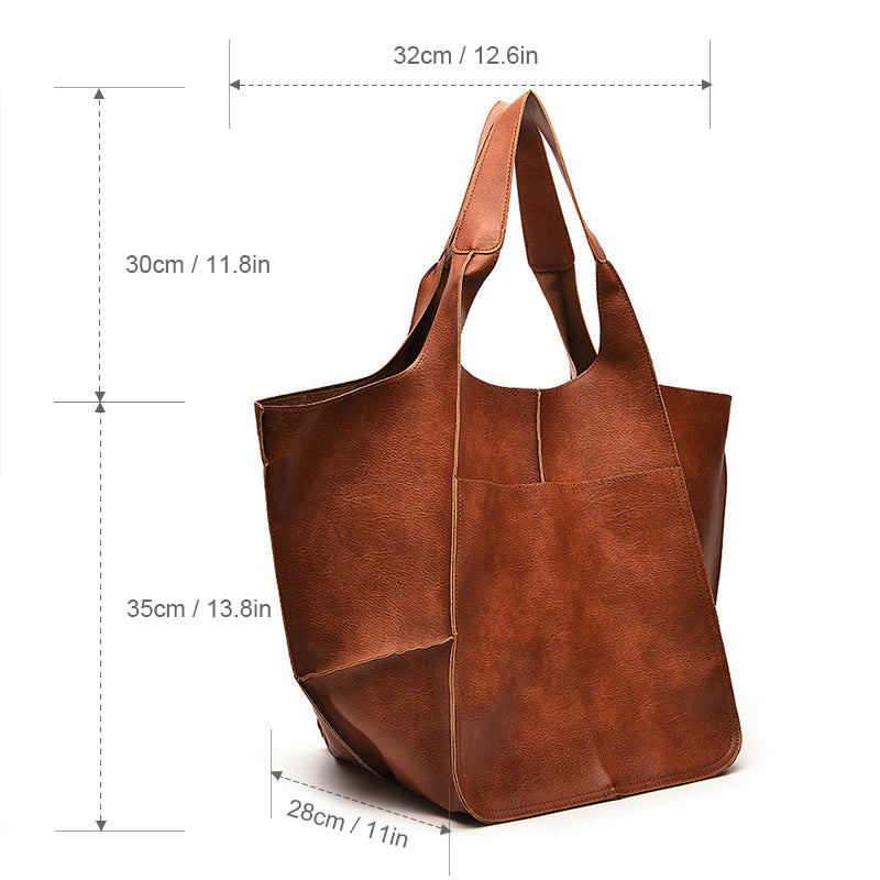 Sancia | Roomy Shoulder Bag with Leather Construction and Exterior Pockets