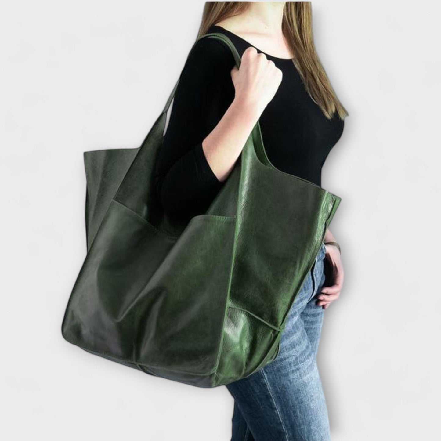 Sancia | Roomy Shoulder Bag with Leather Construction and Exterior Pockets