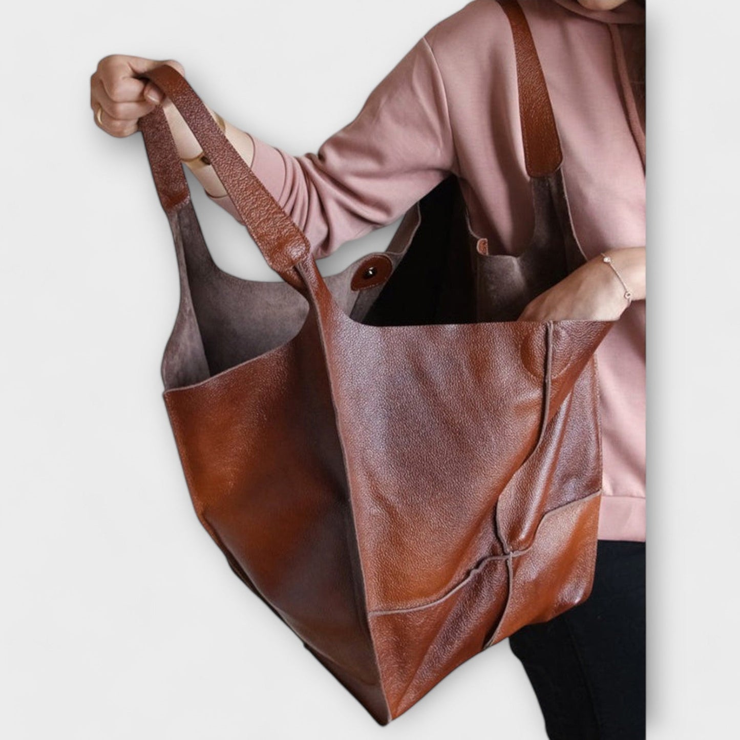 Sancia | Roomy Shoulder Bag with Leather Construction and Exterior Pockets