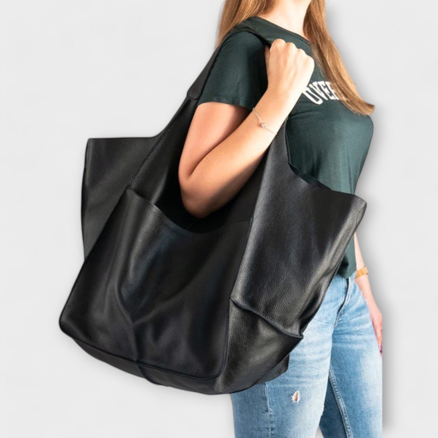 Sancia | Roomy Shoulder Bag with Leather Construction and Exterior Pockets