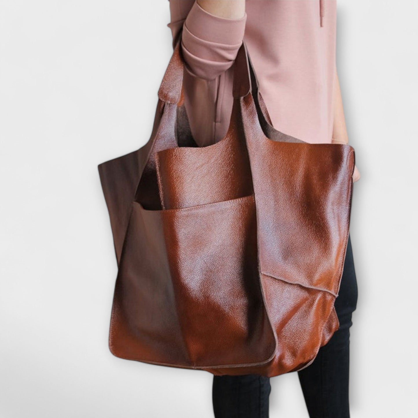 Sancia | Roomy Shoulder Bag with Leather Construction and Exterior Pockets