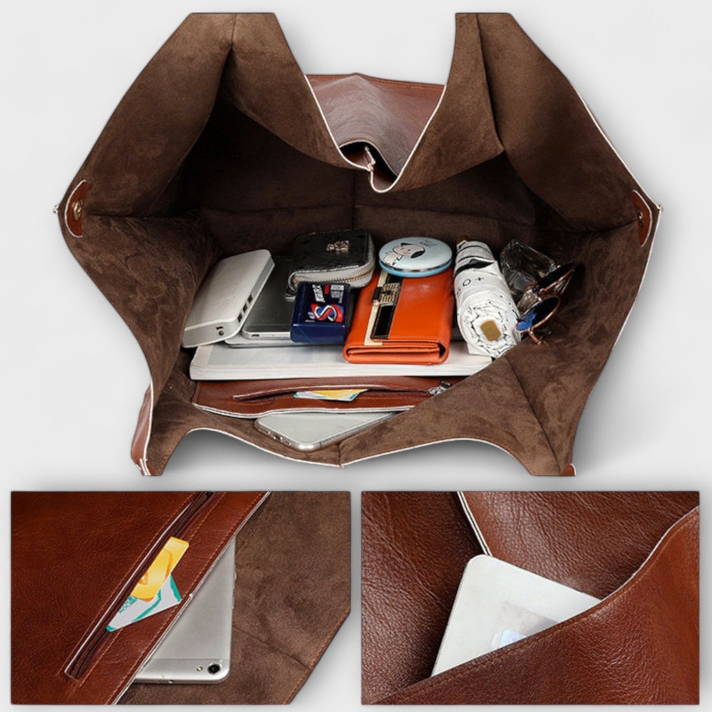 Sancia | Roomy Shoulder Bag with Leather Construction and Exterior Pockets